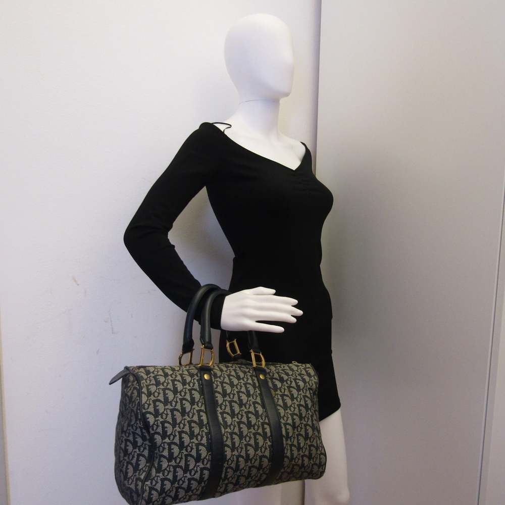 CHRISTIAN DIOR Bowling Handbag in Blue Fabric - Picture 11 of 13